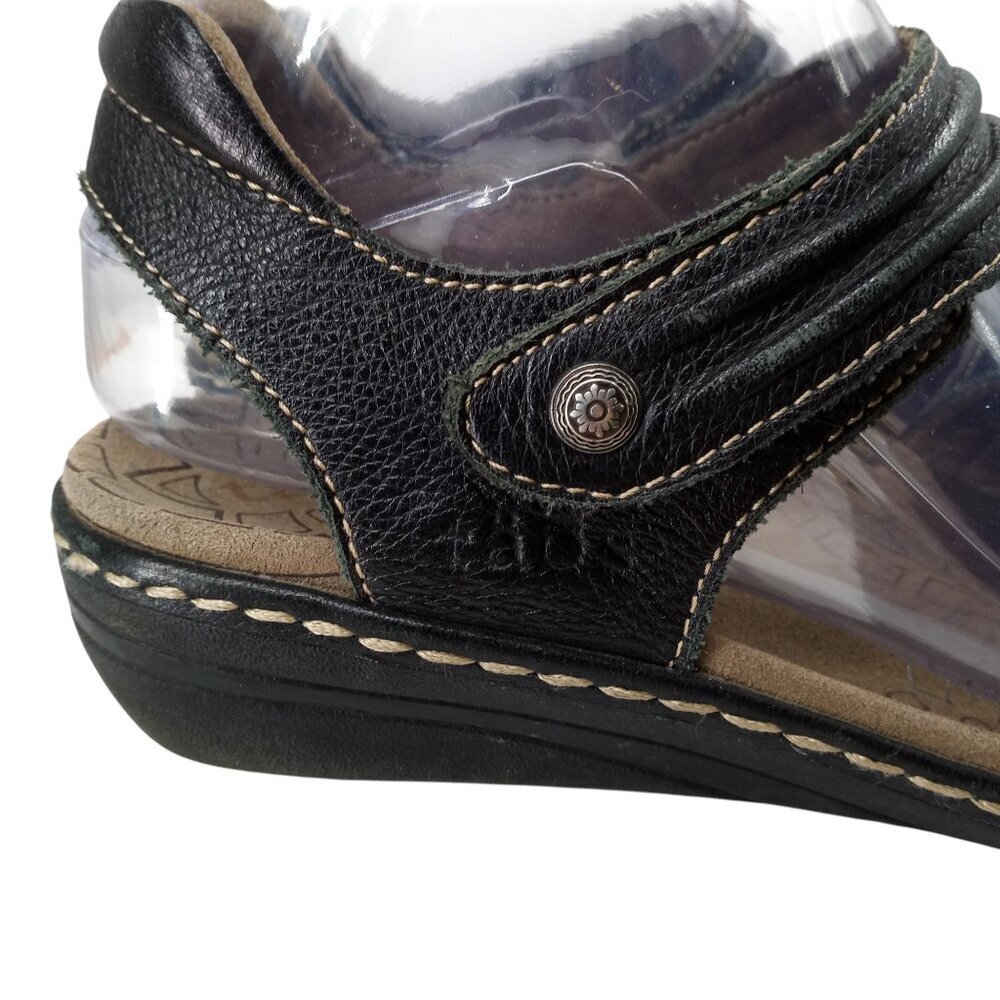 Taos Escape Black Leather Wedge Comfort Sandals Size 40 US 9-9.5 Adjustable - Picture 13 of 14